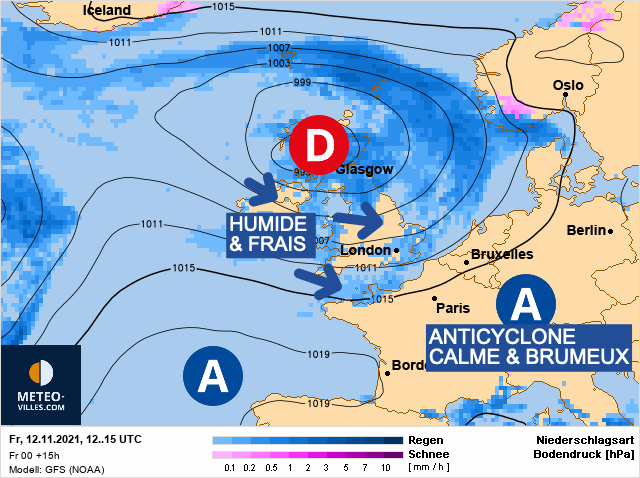 Carte météo Europe du 12/11/2021 à 1812