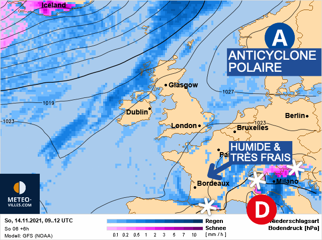 Carte météo Europe du 14/11/2021 à 1812