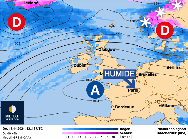 Carte météo Europe du 18/11/2021 à 1812