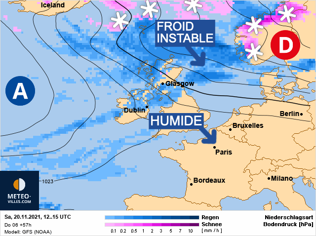 Carte météo Europe du 20/11/2021 à 1812