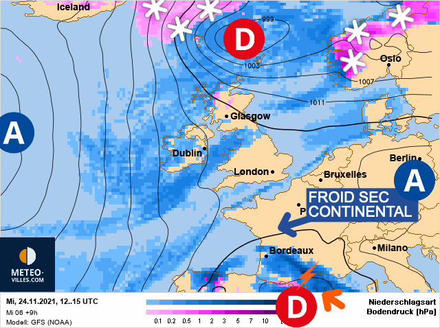 Carte météo Europe du 24/11/2021 à 1812
