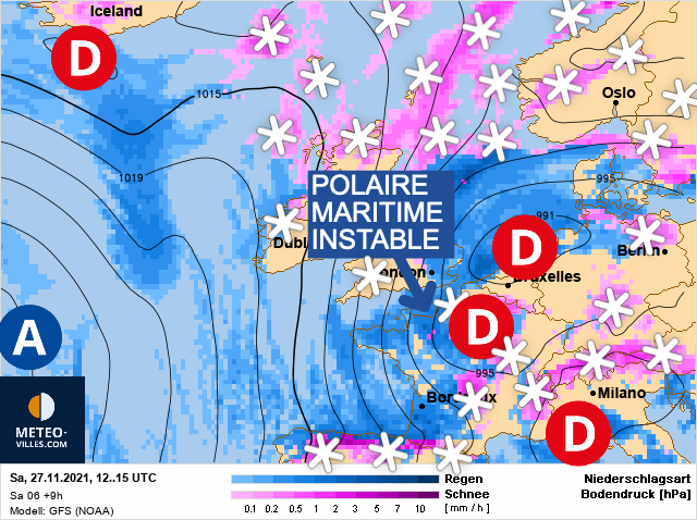 Carte météo Europe du 27/11/2021 à 1812