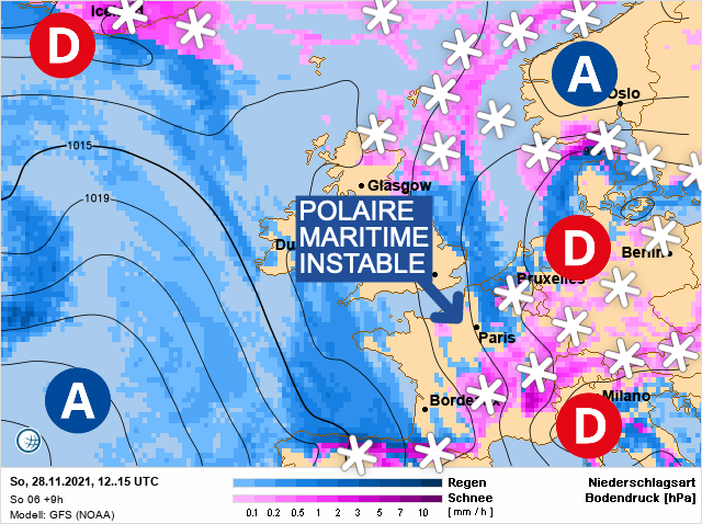 Carte météo Europe du 28/11/2021 à 1812
