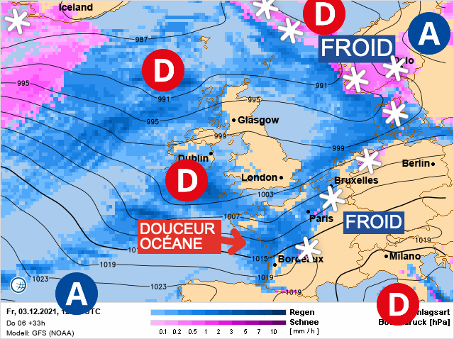 Carte météo Europe du 03/12/2021 à 1812