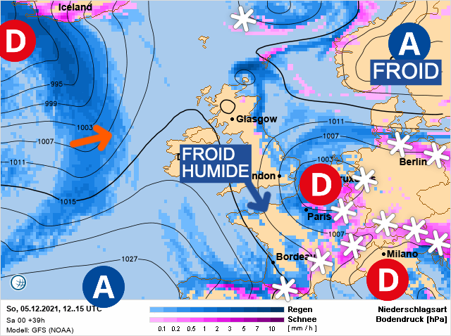 Carte météo Europe du 05/12/2021 à 1812