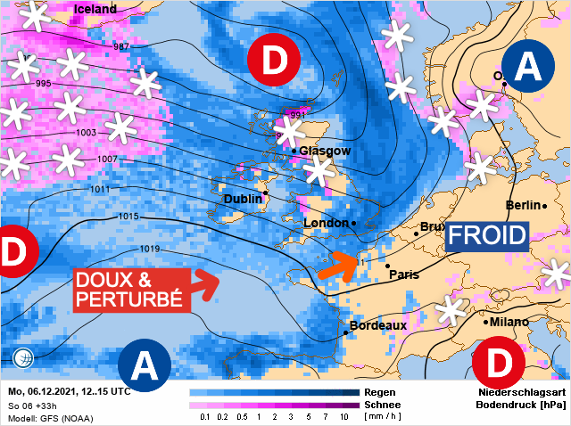 Carte de prévisions d'europe