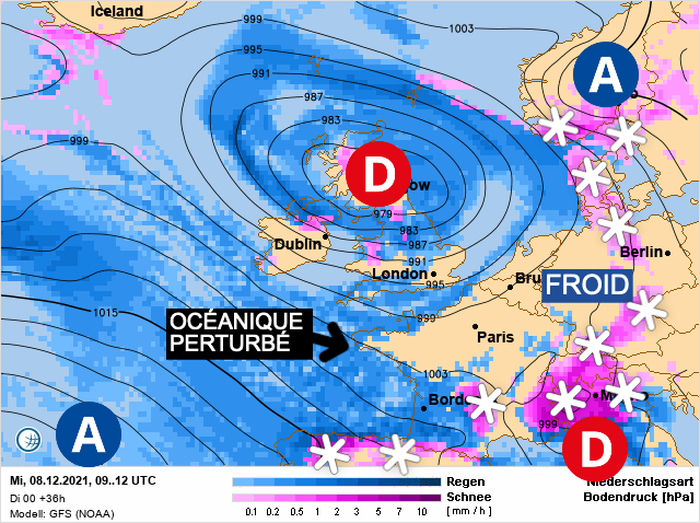 Carte météo Europe du 08/12/2021 à 1812