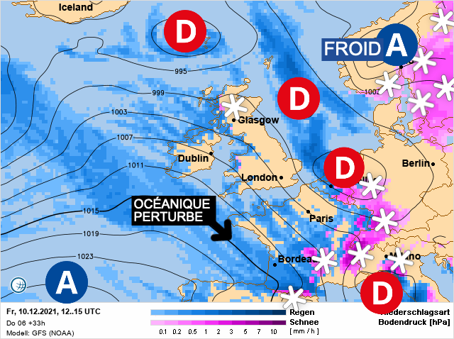 Carte météo Europe du 10/12/2021 à 1812