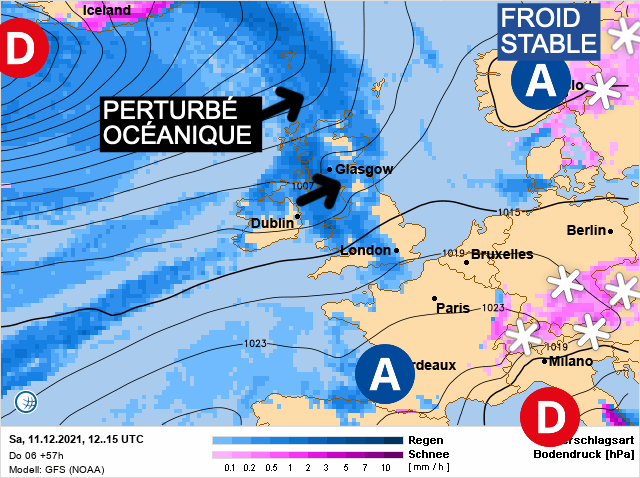 Carte météo Europe du 11/12/2021 à 1812