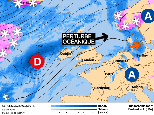 Carte météo Europe du 12/12/2021 à 1812