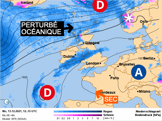 Carte météo Europe du 13/12/2021 à 1812