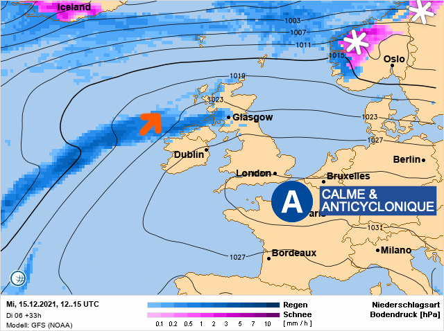Carte météo Europe du 15/12/2021 à 1812