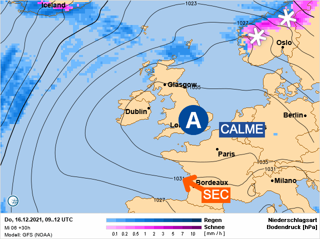 Carte météo Europe du 16/12/2021 à 1812
