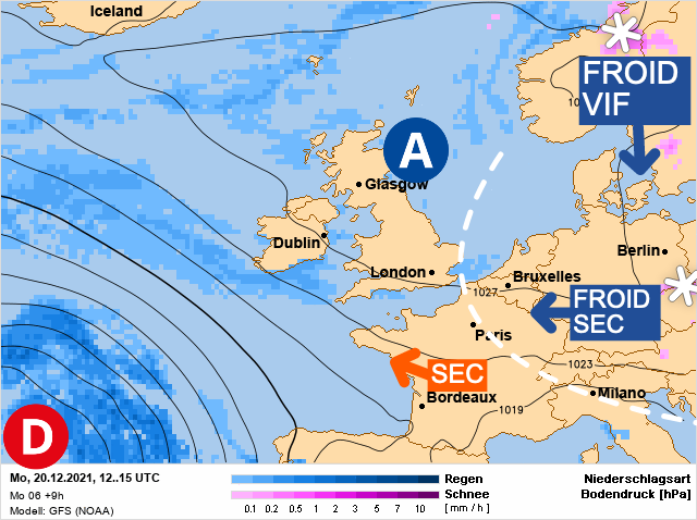 Carte météo Europe du 20/12/2021 à 1812
