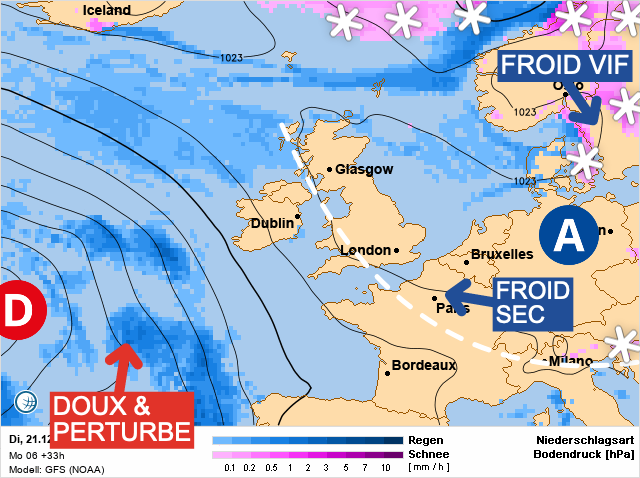 Carte météo Europe du 21/12/2021 à 1812