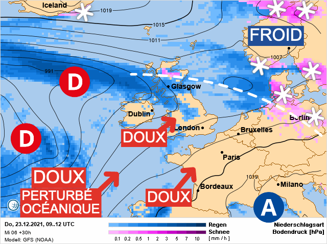 Carte météo Europe du 23/12/2021 à 1812
