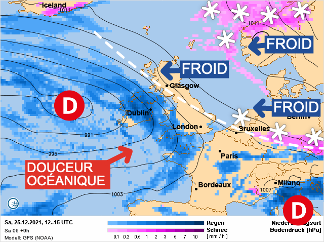 Carte météo Europe du 25/12/2021 à 1812
