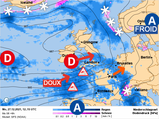 Carte météo Europe du 27/12/2021 à 1812