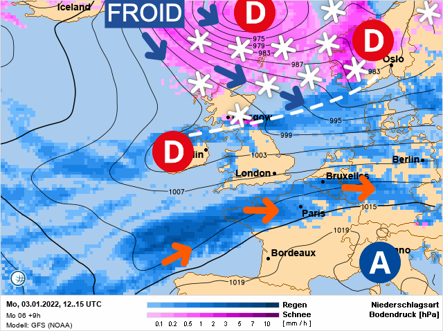 Carte météo Europe du 03/01/2022 à 1812