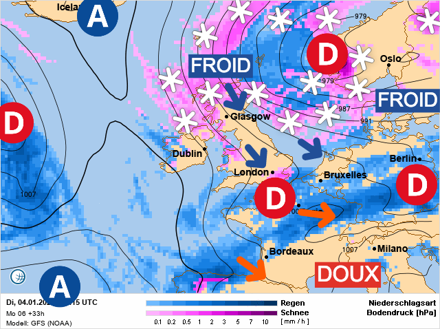 Carte météo Europe du 04/01/2022 à 1812
