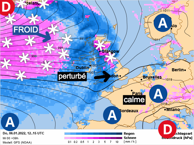 Carte météo Europe du 06/01/2022 à 1812