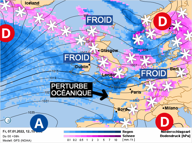 Carte météo Europe du 07/01/2022 à 1812