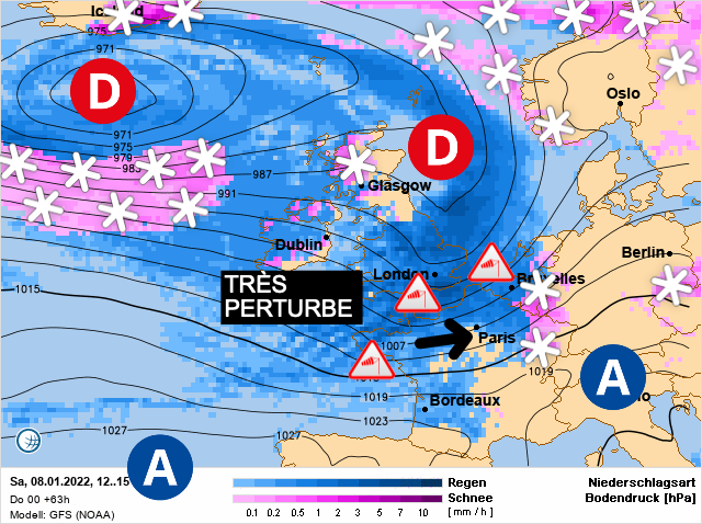 Carte météo Europe du 08/01/2022 à 1812
