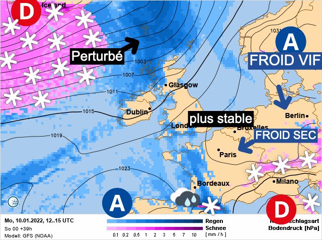 Carte météo Europe du 10/01/2022 à 1812