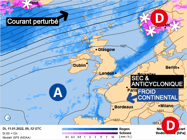 Carte météo Europe du 11/01/2022 à 1812