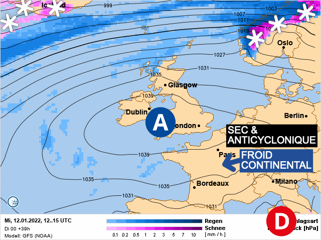 Carte météo Europe du 12/01/2022 à 1812
