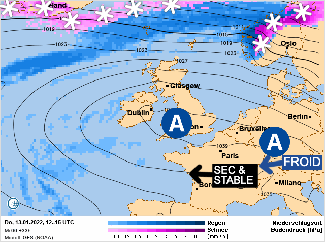Carte météo Europe du 13/01/2022 à 1812