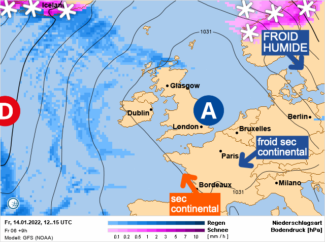 Carte météo Europe du 14/01/2022 à 1812