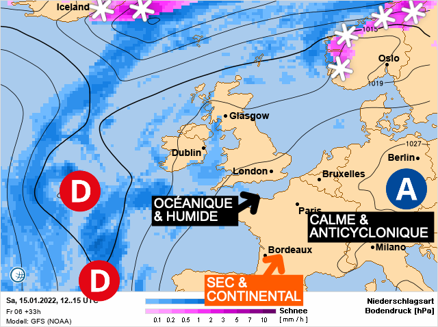 Carte météo Europe du 15/01/2022 à 1812