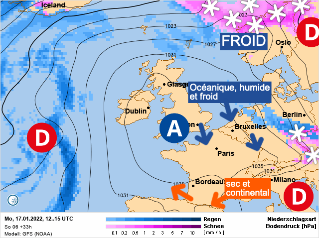 Carte météo Europe du 17/01/2022 à 1812