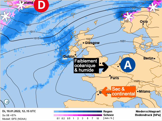 Carte météo Europe du 18/01/2022 à 1812