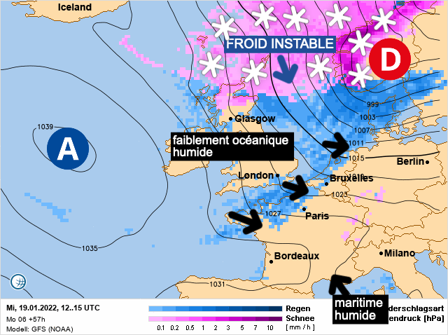Carte météo Europe du 19/01/2022 à 1812