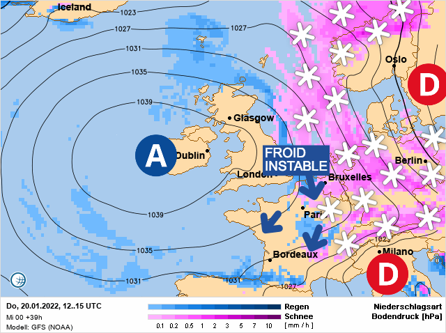 Carte météo Europe du 20/01/2022 à 1812