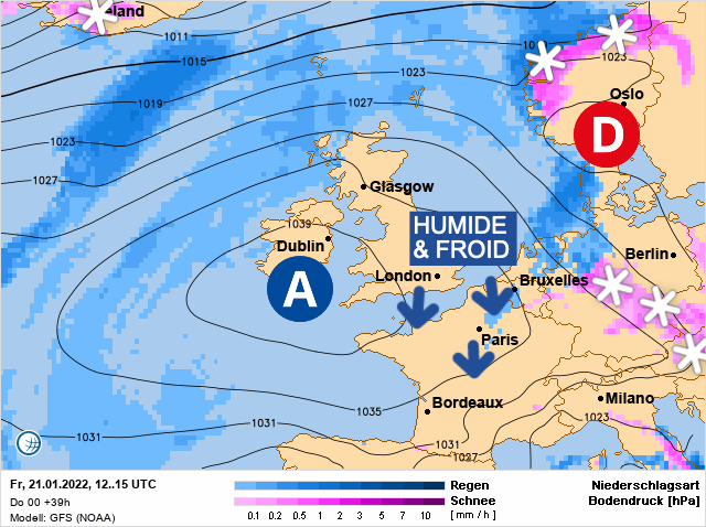 Carte météo Europe du 21/01/2022 à 1812