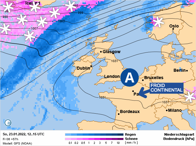 Carte météo Europe du 23/01/2022 à 1812