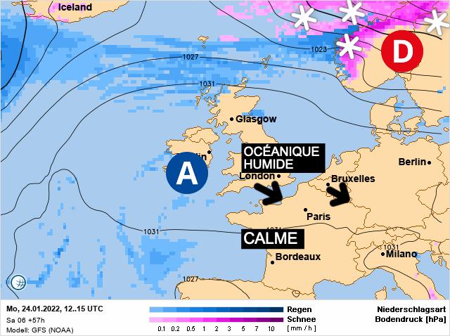 Carte météo Europe du 24/01/2022 à 1812