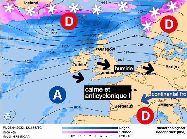 Carte météo Europe du 26/01/2022 à 1812