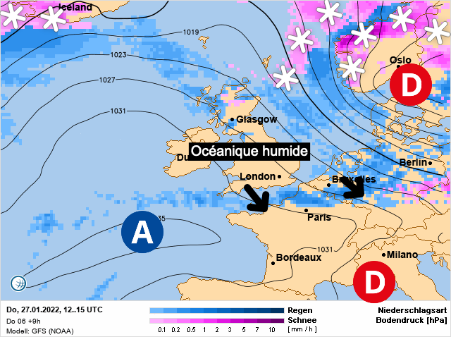 Carte météo Europe du 27/01/2022 à 1812