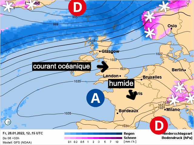 Carte météo Europe du 28/01/2022 à 1812