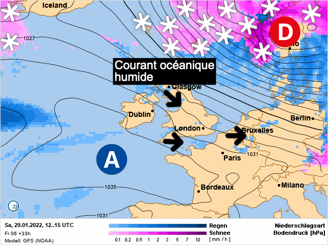 Carte météo Europe du 29/01/2022 à 1812