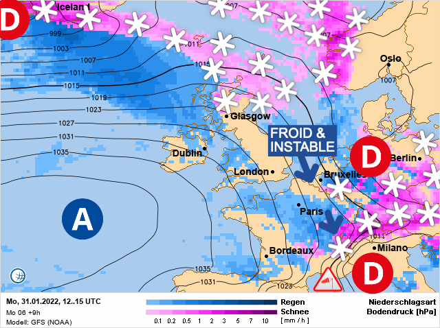 Carte météo Europe du 31/01/2022 à 1812