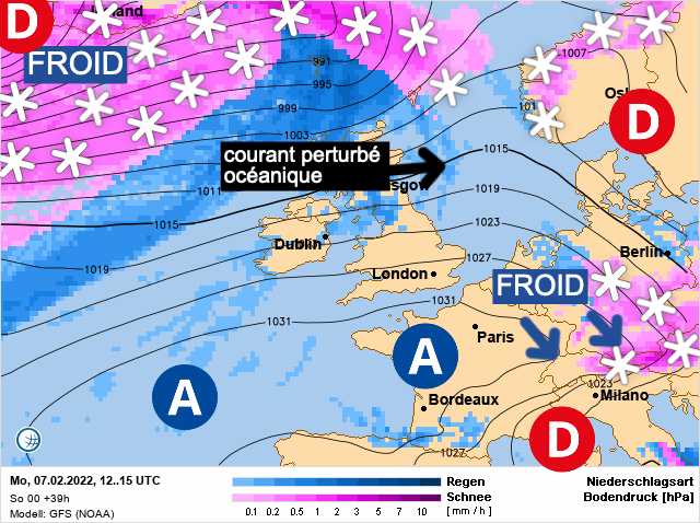 Carte météo Europe du 07/02/2022 à 1812