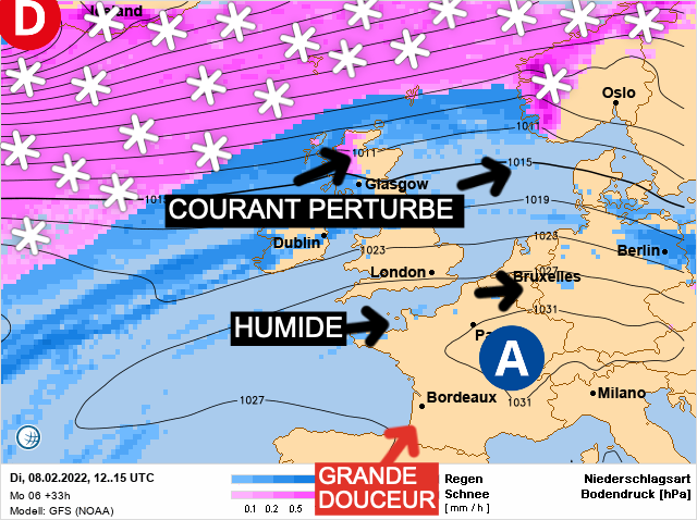 Carte météo Europe du 08/02/2022 à 1812