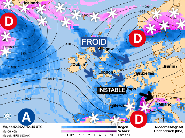 Carte météo Europe du 14/02/2022 à 1812