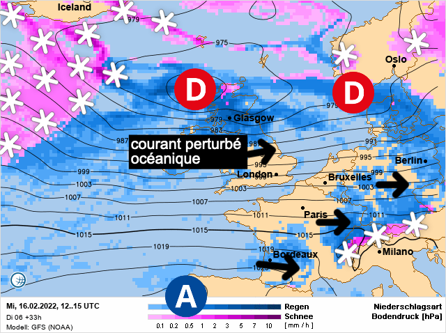 Carte météo Europe du 16/02/2022 à 1812