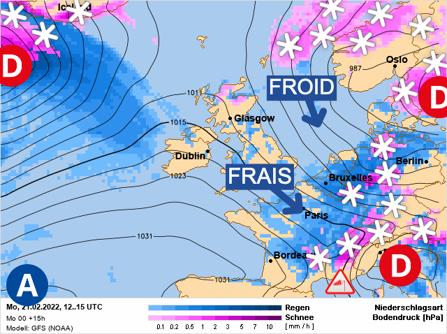 Carte météo Europe du 21/02/2022 à 1812